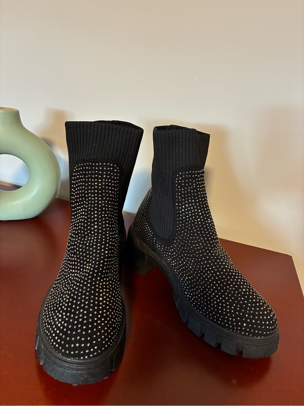 Design Lab Studded Knit Platform Chelsea Booties - Picture 2 of 8